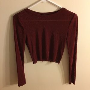 dark red sheer crop top
